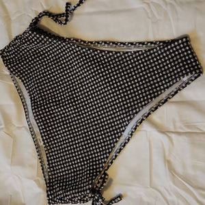 Aerie Gingham Ruched High Cut Cheeky Bikini Bottom